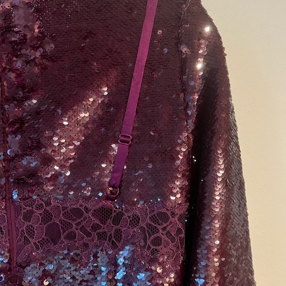 Jonathan Simkhai Burgundy Sequin Cocktail Dress NWT - Picture 7 of 8